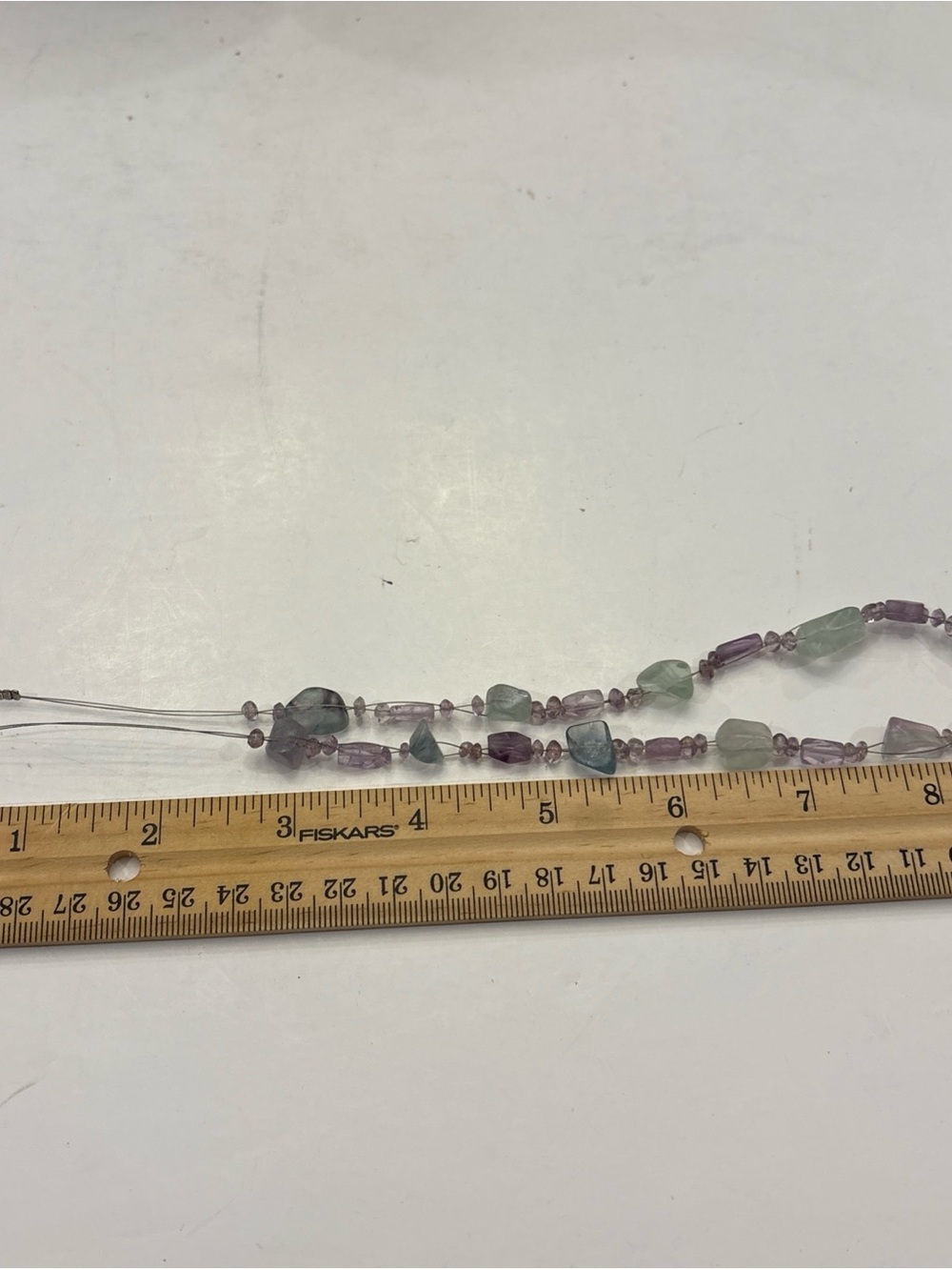 Amethyst and Fluorite Chip Beaded Necklace Handmade - Picture 4 of 4